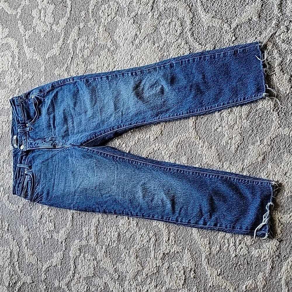 Good American Good Classic Skinnyish Hi Rise Raw Hem Jeans 6 28